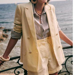 Sezane Christie Jacket in Lemon-Cream - Perfect Condition - Like New